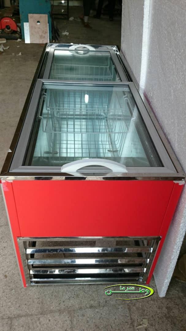فریزر صندوقی ۷۵۰ لیتری درب شیشه ای با قابلیت نصب سبد
